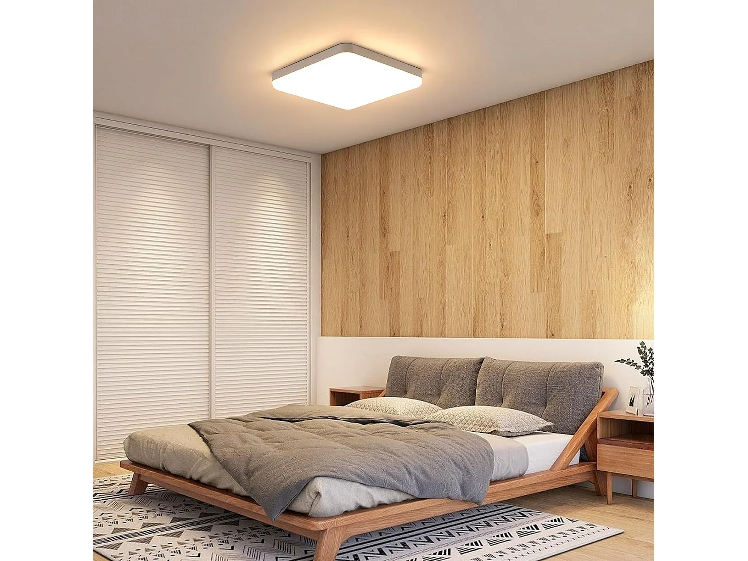 Plafonnier LED Carré Blanc, 3000K Lumière Blanche Chaude 32W, PVC Imperméable IP44, Idéal pour Salle de Bain Chambre Balcon