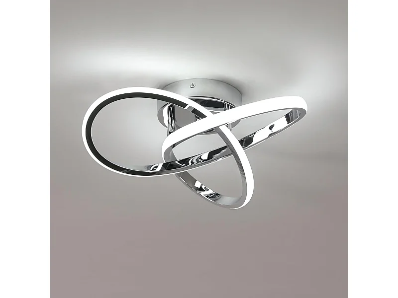 Plafonnier LED Moderne Design Créatif en Aluminium Lampe de Lustre pour Cuisine Salon Chambre Salle à Manger（Argenté 30W Lumière Blanche Froide 6500K）