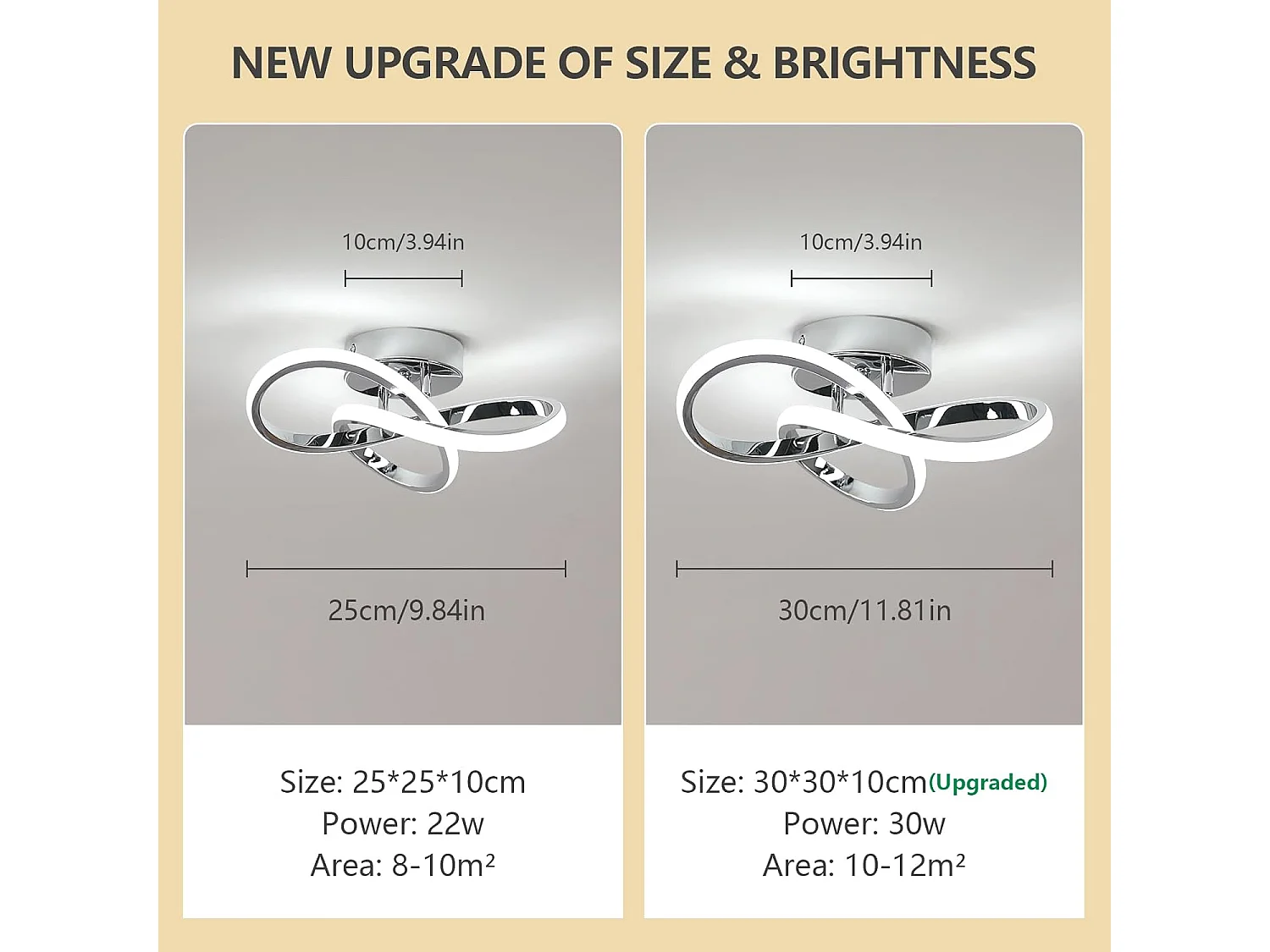 Plafonnier LED Moderne Design Créatif en Aluminium Lampe de Lustre pour Cuisine Salon Chambre Salle à Manger（Argenté 30W Lumière Blanche Froide 6500K）