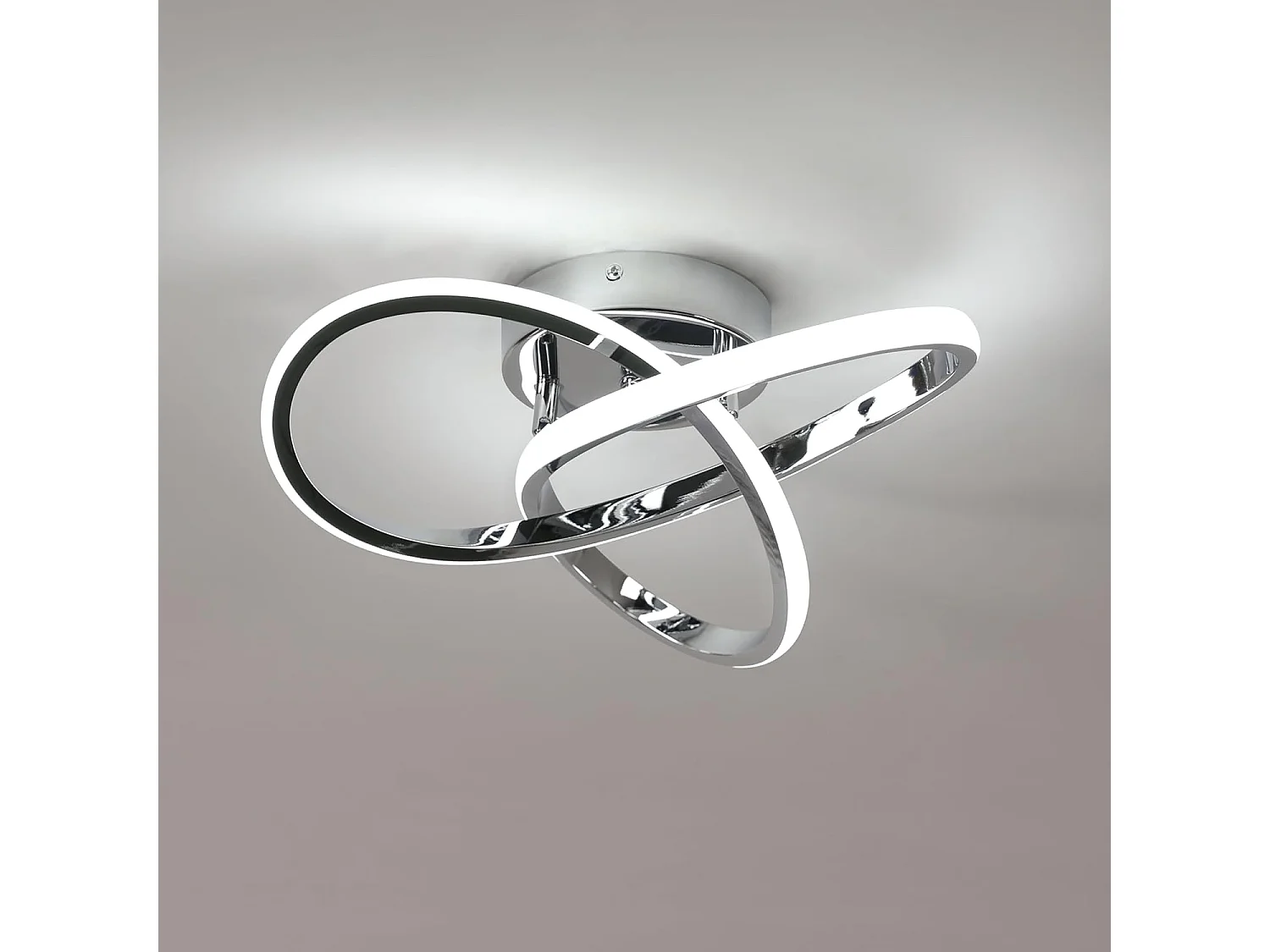 Plafonnier LED Moderne Design Créatif en Aluminium Lampe de Lustre pour Cuisine Salon Chambre Salle à Manger（Argenté 30W Lumière Blanche Froide 6500K）