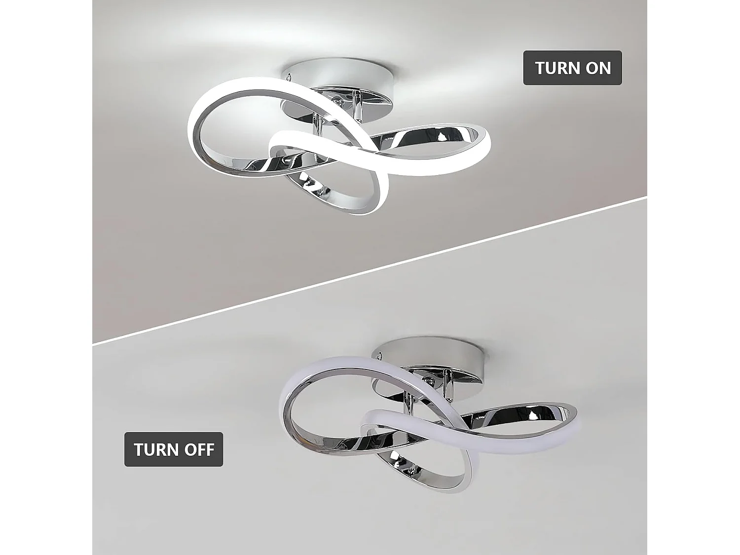 Plafonnier LED Moderne Design Créatif en Aluminium Lampe de Lustre pour Cuisine Salon Chambre Salle à Manger（Argenté 30W Lumière Blanche Froide 6500K）