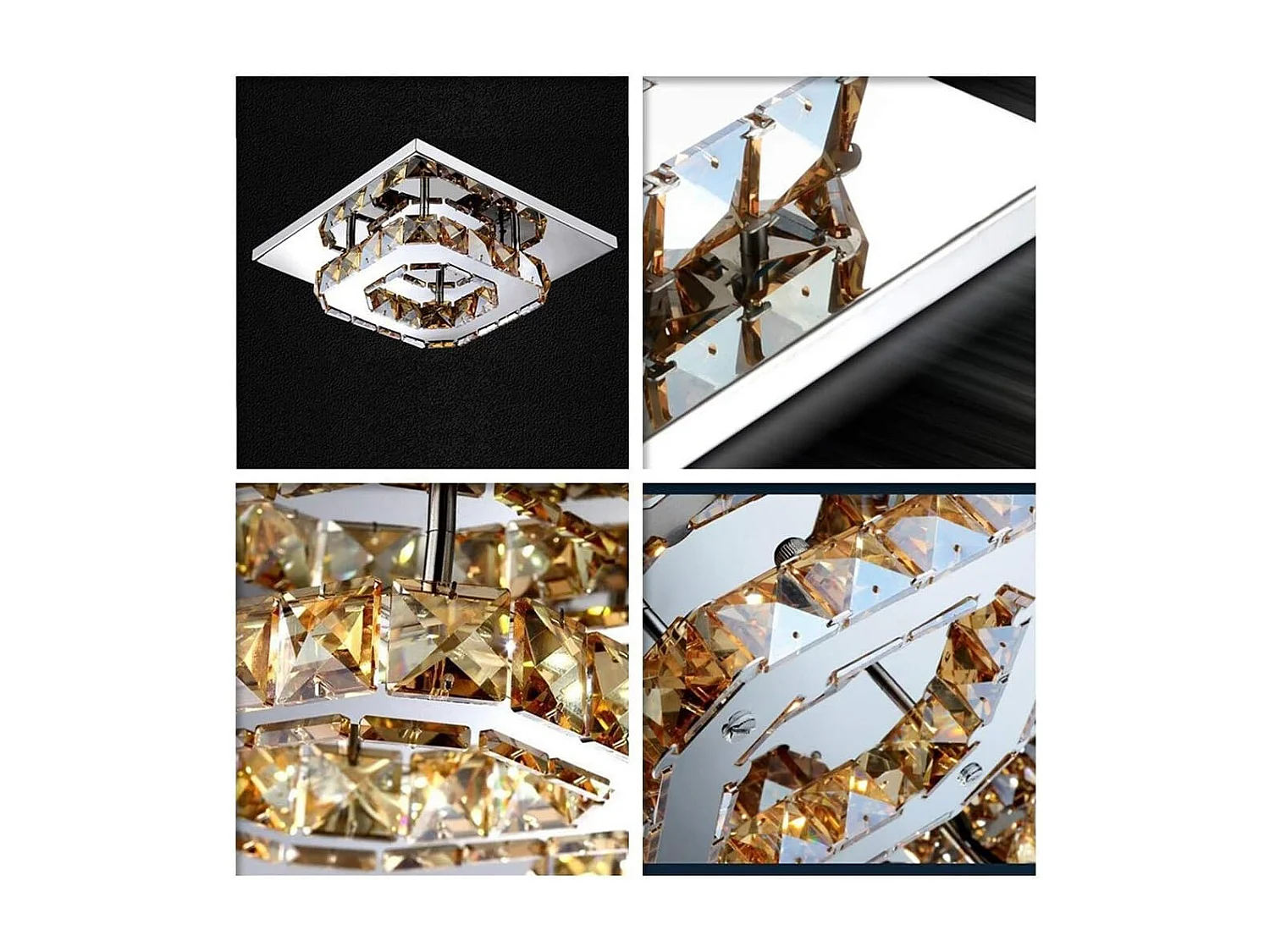 Lustre de plafond minimaliste moderne 12W, plafonnier carré en cristal à LED pour salle de bain, chambre à coucher, salon, couloir, cuisine, salle à