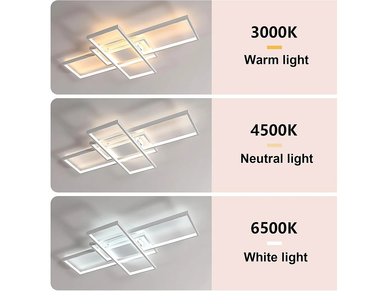 Plafonnier Led Dimmable Moderne Dimmable 3000K-6000K Rectangle Lampe de Plafond Pour salon chambre à coucher salle à manger bureau Blanc