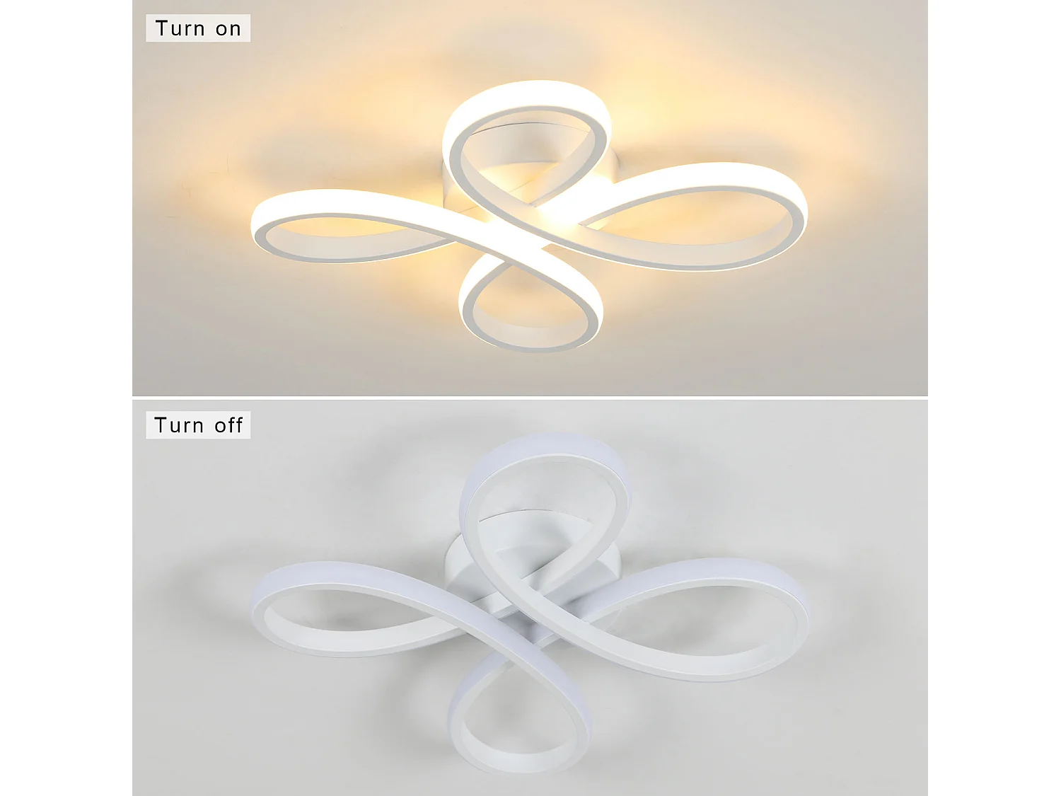 Plafonnier LED moderne en aluminium en forme de pétales blanc Éclairage élégant pour cuisine, chambre, salon et plus encore （Lumière chaude)