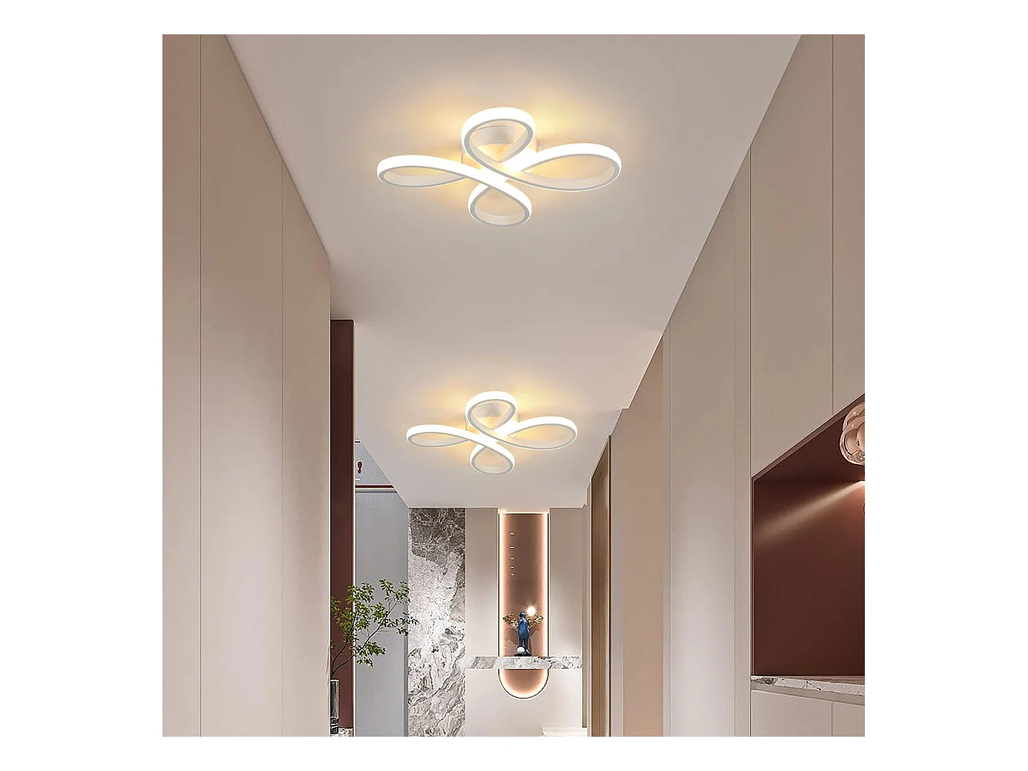 Plafonnier LED moderne en aluminium en forme de pétales blanc Éclairage élégant pour cuisine, chambre, salon et plus encore （Lumière chaude)