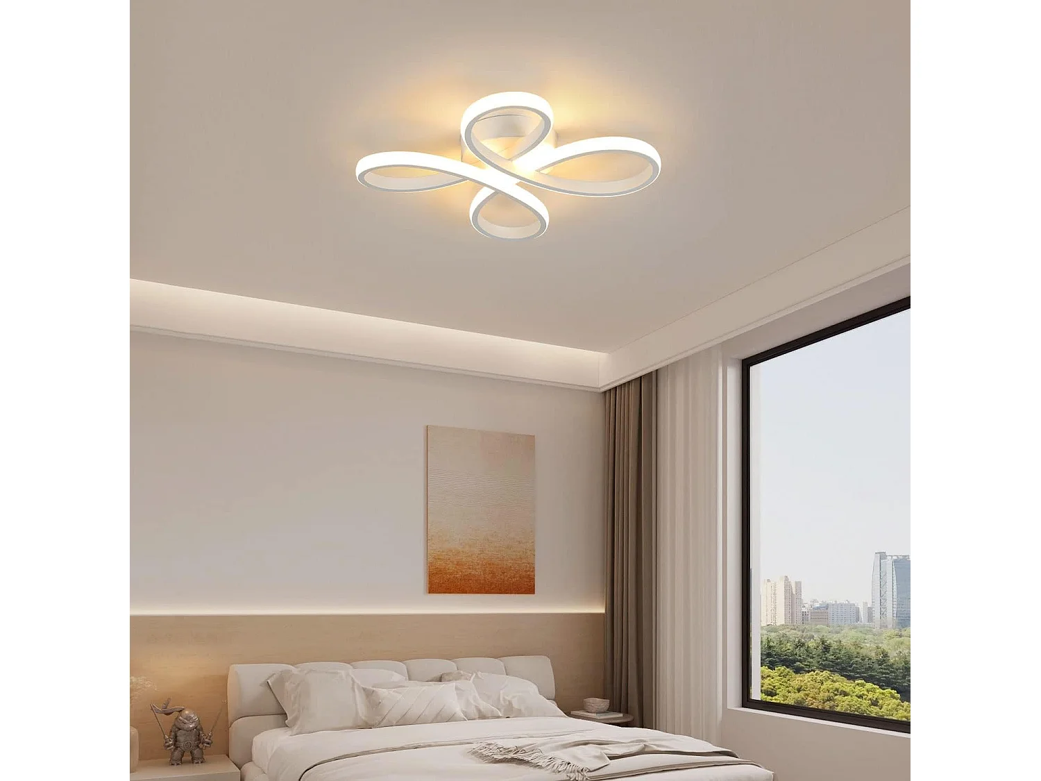Plafonnier LED moderne en aluminium en forme de pétales blanc Éclairage élégant pour cuisine, chambre, salon et plus encore （Lumière chaude)
