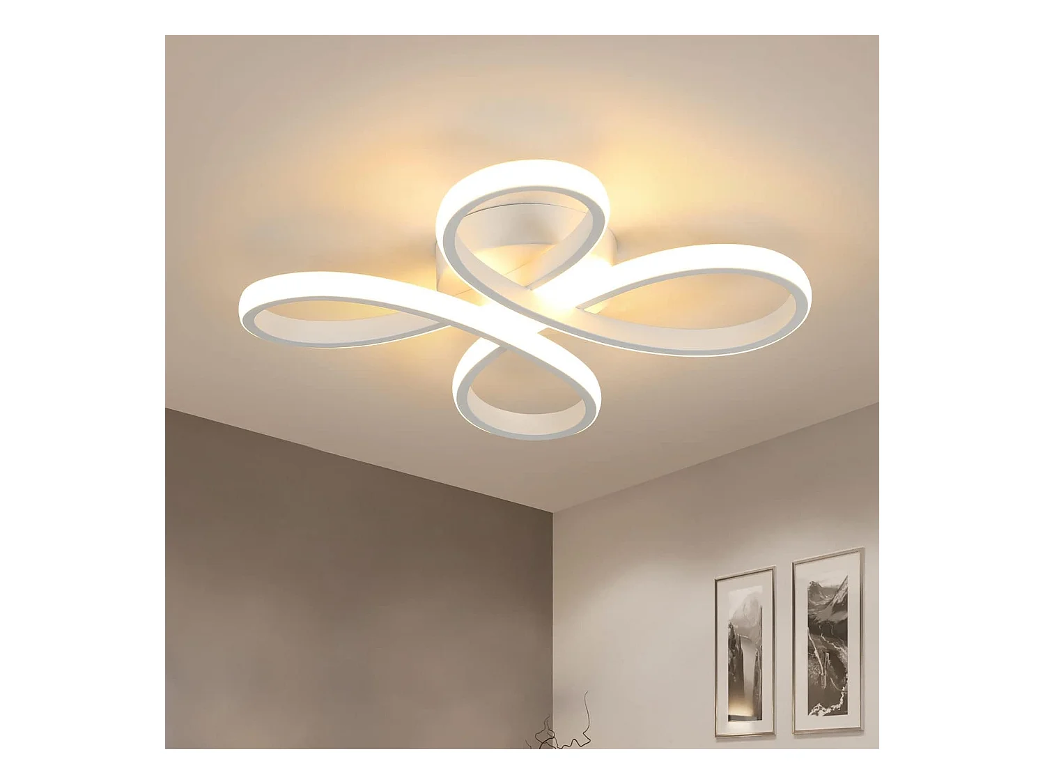 Plafonnier LED moderne en aluminium en forme de pétales blanc Éclairage élégant pour cuisine, chambre, salon et plus encore （Lumière chaude)