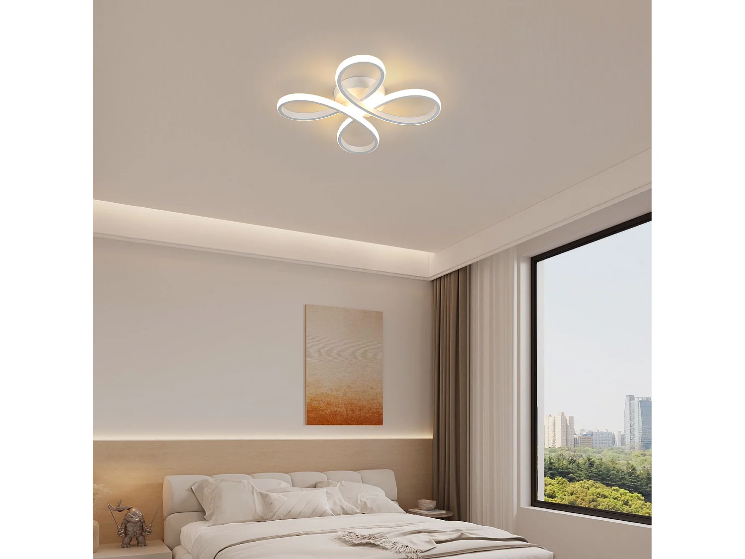 Plafonnier LED moderne en aluminium en forme de pétales blanc Éclairage élégant pour cuisine, chambre, salon et plus encore （Lumière chaude)