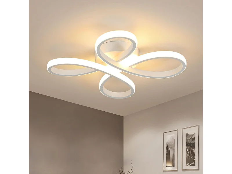 Plafonnier LED moderne en aluminium en forme de pétales blanc Éclairage élégant pour cuisine, chambre, salon et plus encore （Lumière chaude)