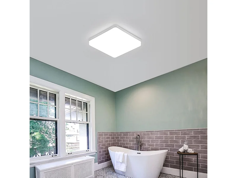 Plafonnier LED, Blanc Carré 23*4 CM, 36W 6500K Blanc Froid, en Plastique, Idéal pour Chambre Couloir Entrée