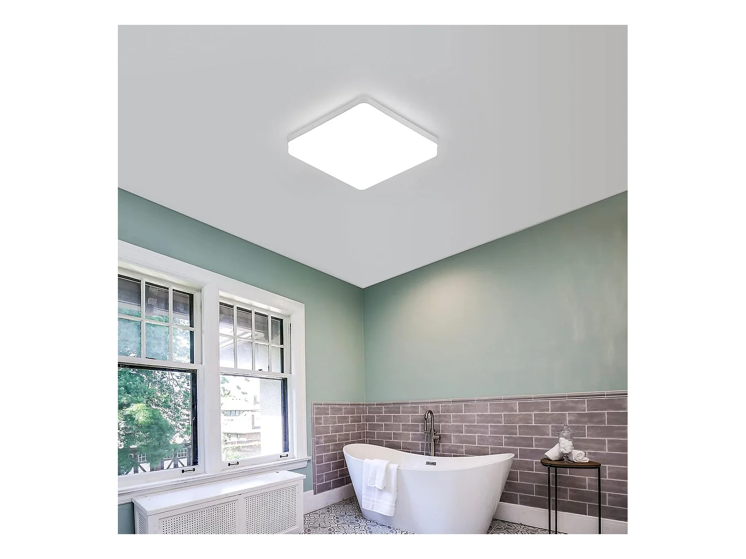Plafonnier LED, Blanc Carré 23*4 CM, 36W 6500K Blanc Froid, en Plastique, Idéal pour Chambre Couloir Entrée