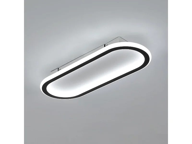 Plafonnier Moderne de Forme Piste - Noir + Blanc 41.5x16.5x5cm, 33W, Lumière Blanche 6500K, 220V