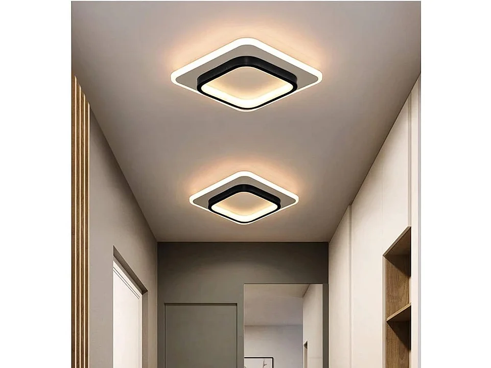 Plafonniers carrés 22W,Plafonniers LED, Lampe de Plafond 3500K pour Salle de Bain, Salon, Chambre, Cuisine, Couloir (Blanc Chaud)