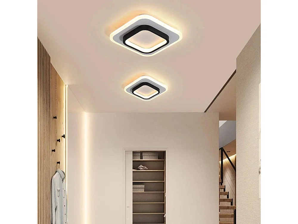 Plafonniers carrés 22W,Plafonniers LED, Lampe de Plafond 3500K pour Salle de Bain, Salon, Chambre, Cuisine, Couloir (Blanc Chaud)