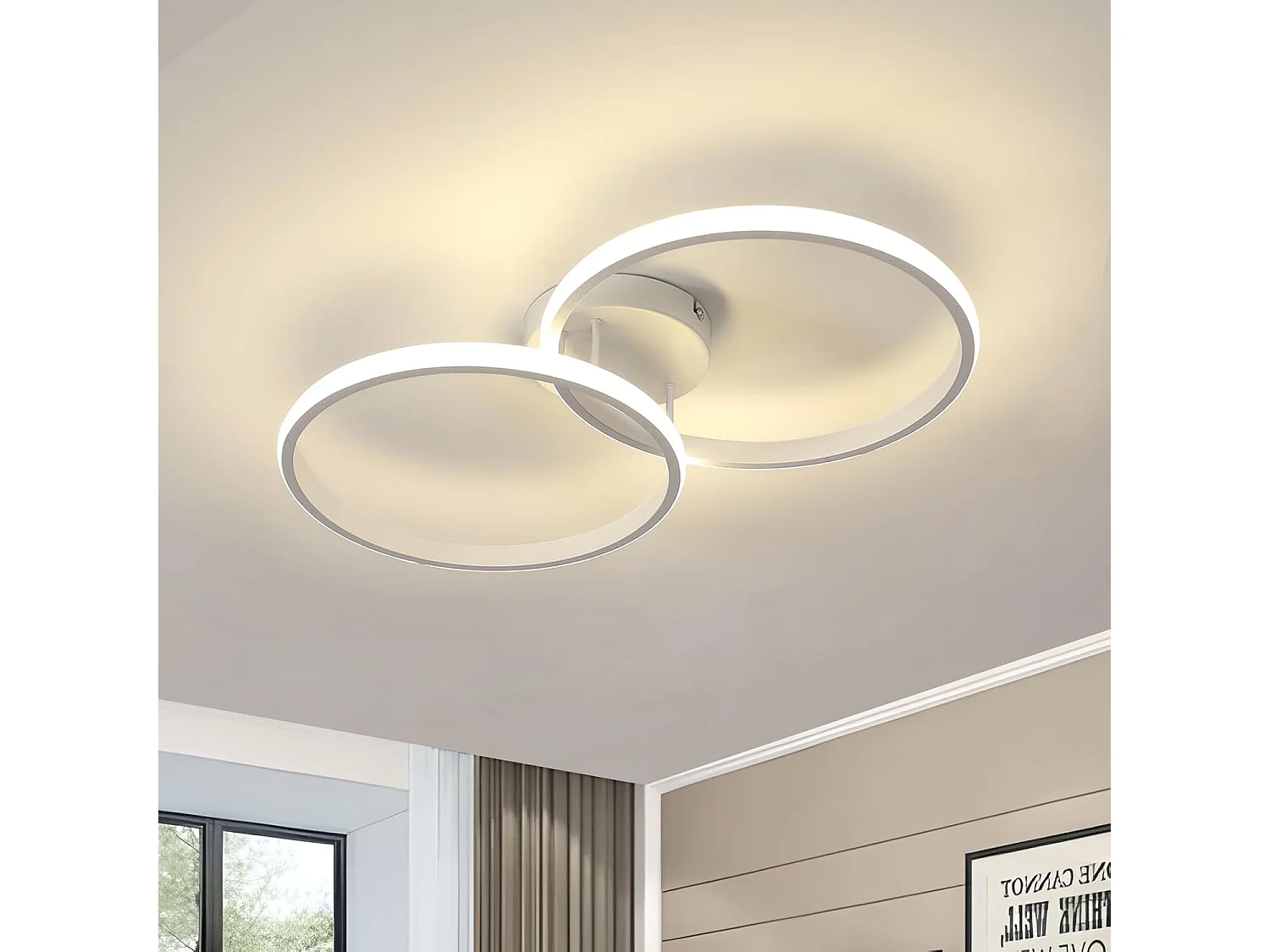 Lampe LED Moderne, 42W 4725LM LED Plafond Lampe Slaapkamer Lampe Keuken, Witte Lamp Plafond Neutraal Wit 4500K voor Slaapkamer Woonkamer Keuken Gang