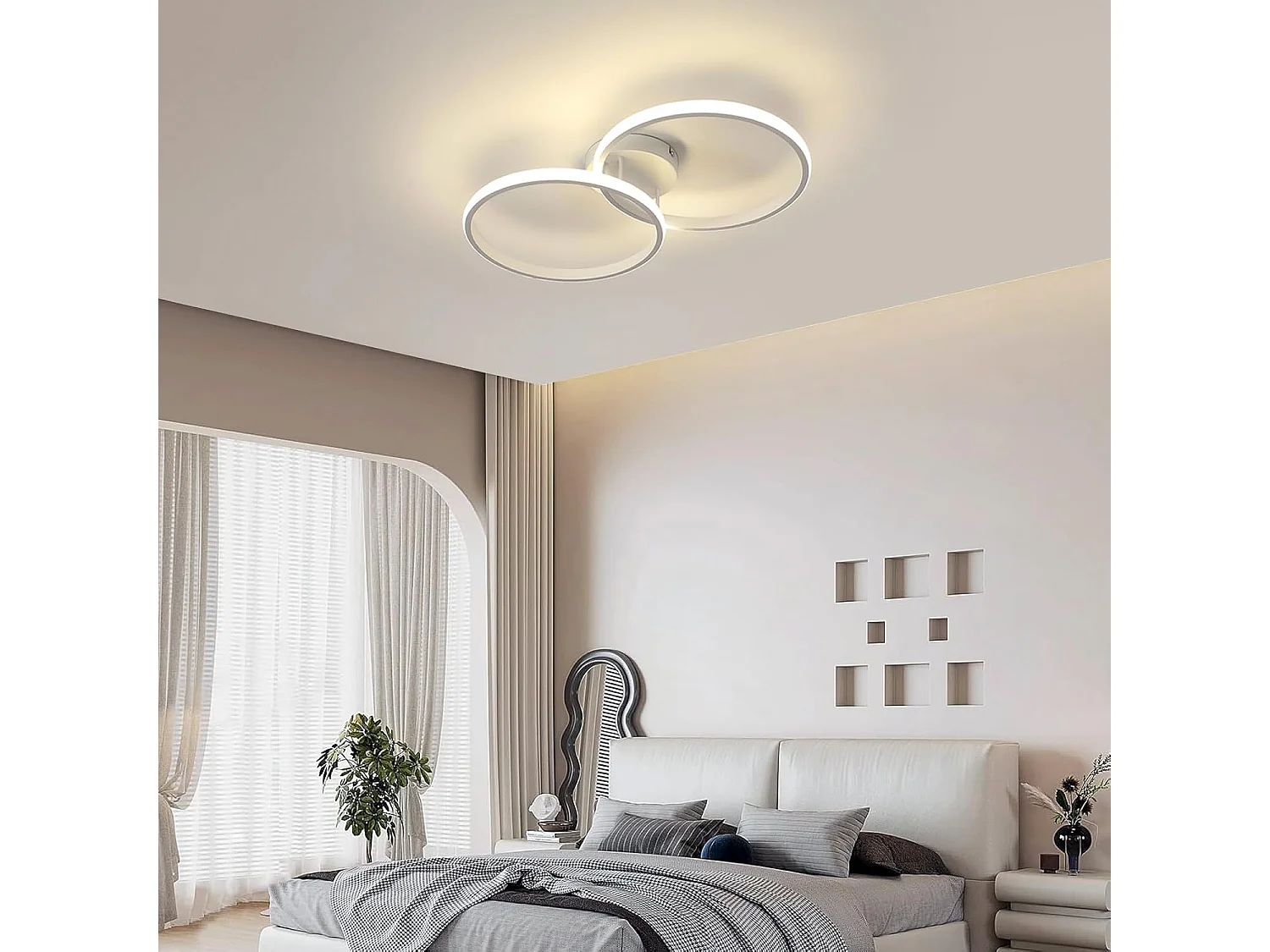 Lampe LED Moderne, 42W 4725LM LED Plafond Lampe Slaapkamer Lampe Keuken, Witte Lamp Plafond Neutraal Wit 4500K voor Slaapkamer Woonkamer Keuken Gang