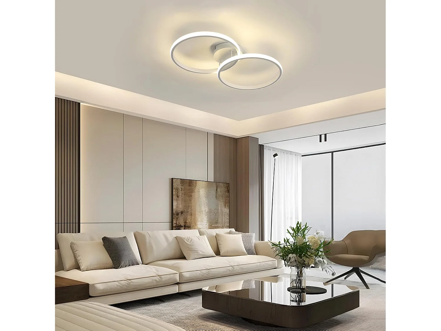 Lampe LED Moderne, 42W 4725LM LED Plafond Lampe Slaapkamer Lampe Keuken, Witte Lamp Plafond Neutraal Wit 4500K voor Slaapkamer Woonkamer Keuken Gang