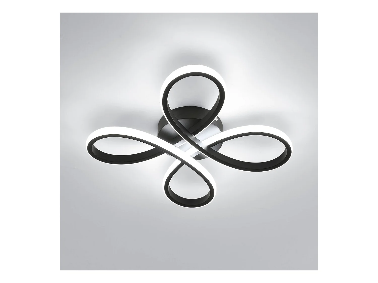 Plafonnier LED moderne noir 28W Blanc froid 6500K forme fleur idéal pour salon chambre couloir salle à manger cuisine