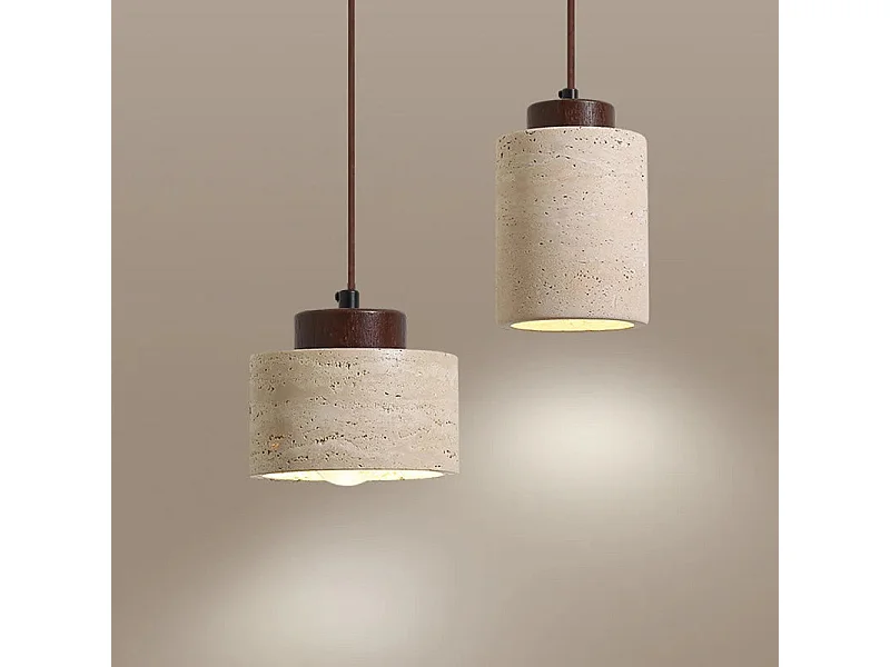 Suspension Wabi-Sabi – Design japonais en pierre jaune, lampe de chevet pour chambre, hôtel ou bar B