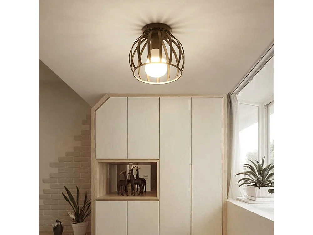 Plafonnier vintage industrielle design forme cage lampe de plafond métal luminaire pour Salon Chambre Salle à manger (sans ampoule) (x 1)