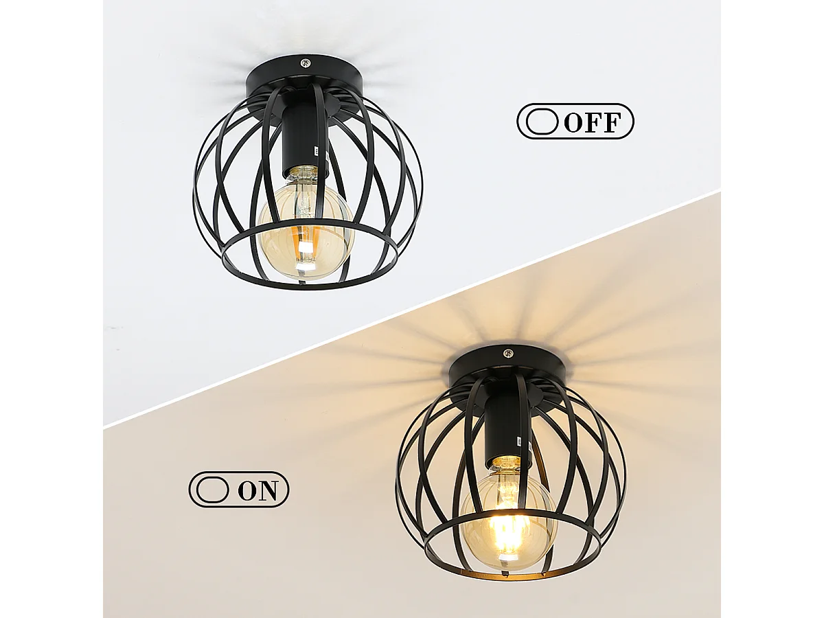 Plafonnier vintage industrielle design forme cage lampe de plafond métal luminaire pour Salon Chambre Salle à manger (sans ampoule) (x 1)