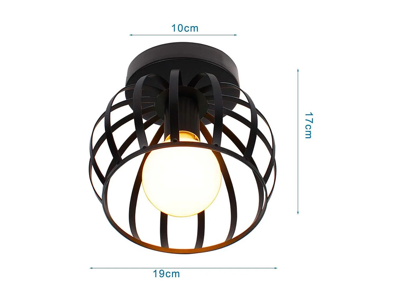Plafonnier vintage industrielle design forme cage lampe de plafond métal luminaire pour Salon Chambre Salle à manger (sans ampoule) (x 1)