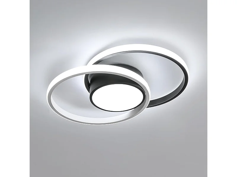 Plafonnier LED Moderne, 39W 4725LM, Design Créatif Rond,Noir pour Salle à Manger, Couloir, Chambre, Cuisine, Balcon, Lumière Blanche Froide 6500K