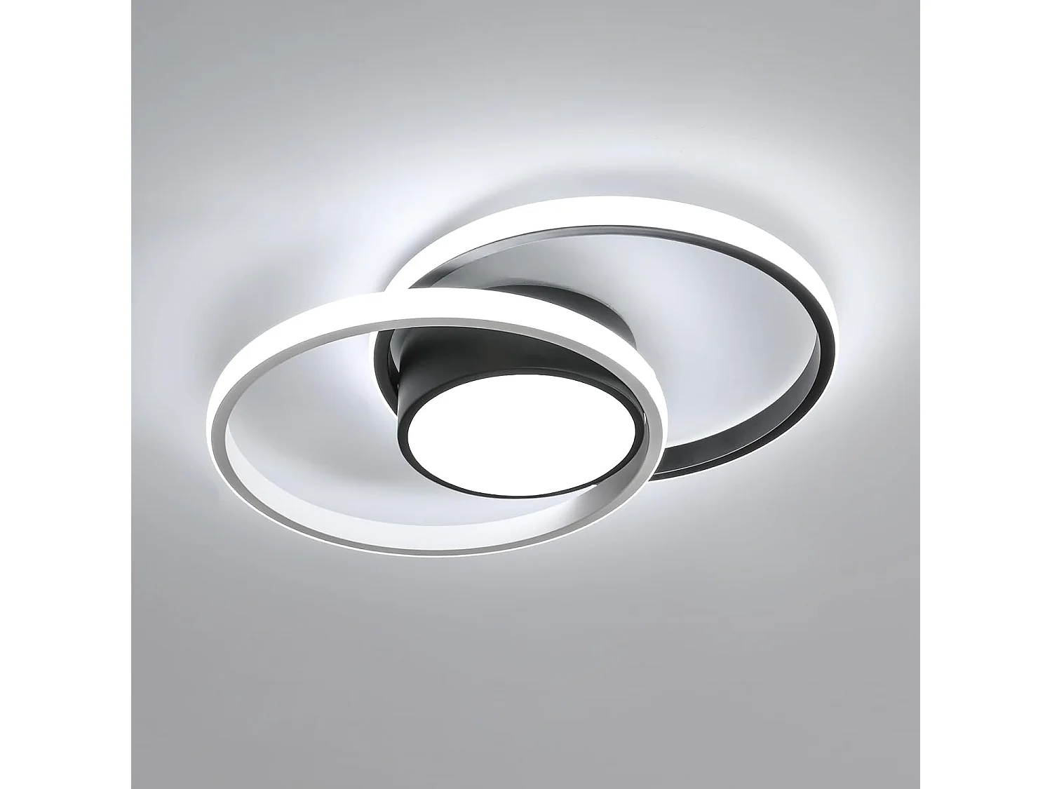 Plafonnier LED Moderne, 39W 4725LM, Design Créatif Rond,Noir pour Salle à Manger, Couloir, Chambre, Cuisine, Balcon, Lumière Blanche Froide 6500K