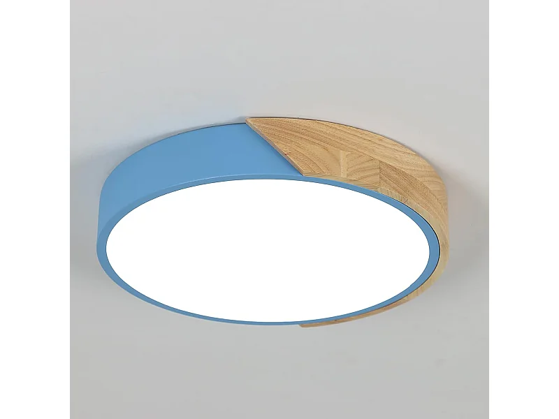 Plafonnier Rond LED Macaron Bleu pour Chambre d'Enfant, Salon, Couloir, Bureau - Éclairage Moderne 6000K, Diamètre 30CM