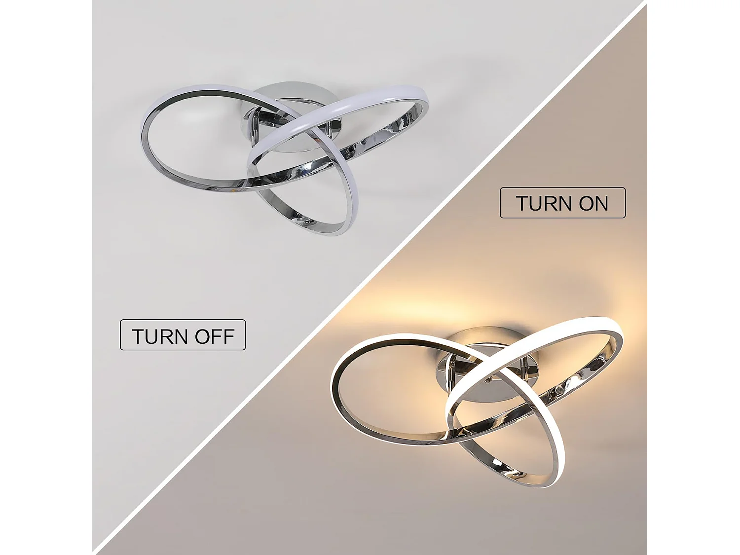 Plafonnier LED Moderne Design Créatif en Aluminium Lampe de Lustre pour Cuisine Salon Chambre Salle à Manger（Argenté 48W Lumière Blanche Chaud 3000K）