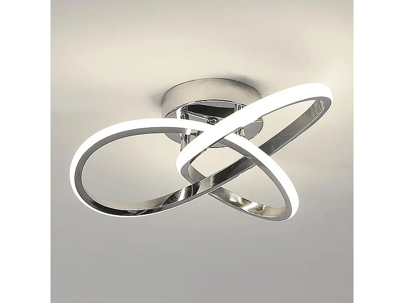 Plafonnier LED Moderne, 30W en Forme de Fleur Chromée, Lumière Blanche Naturelle 4500K