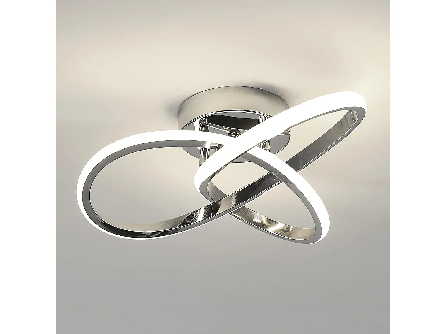 Plafonnier LED Moderne, 30W en Forme de Fleur Chromée, Lumière Blanche Naturelle 4500K