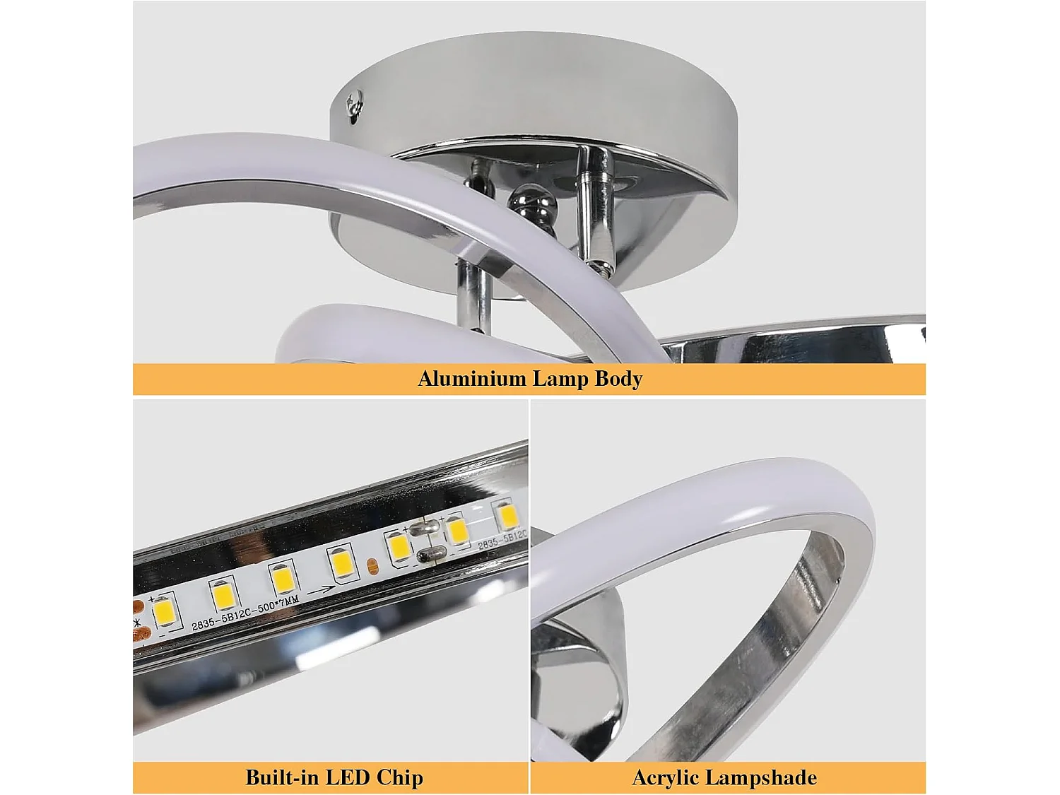 Plafonnier LED Moderne, 30W en Forme de Fleur Chromée, Lumière Blanche Naturelle 4500K