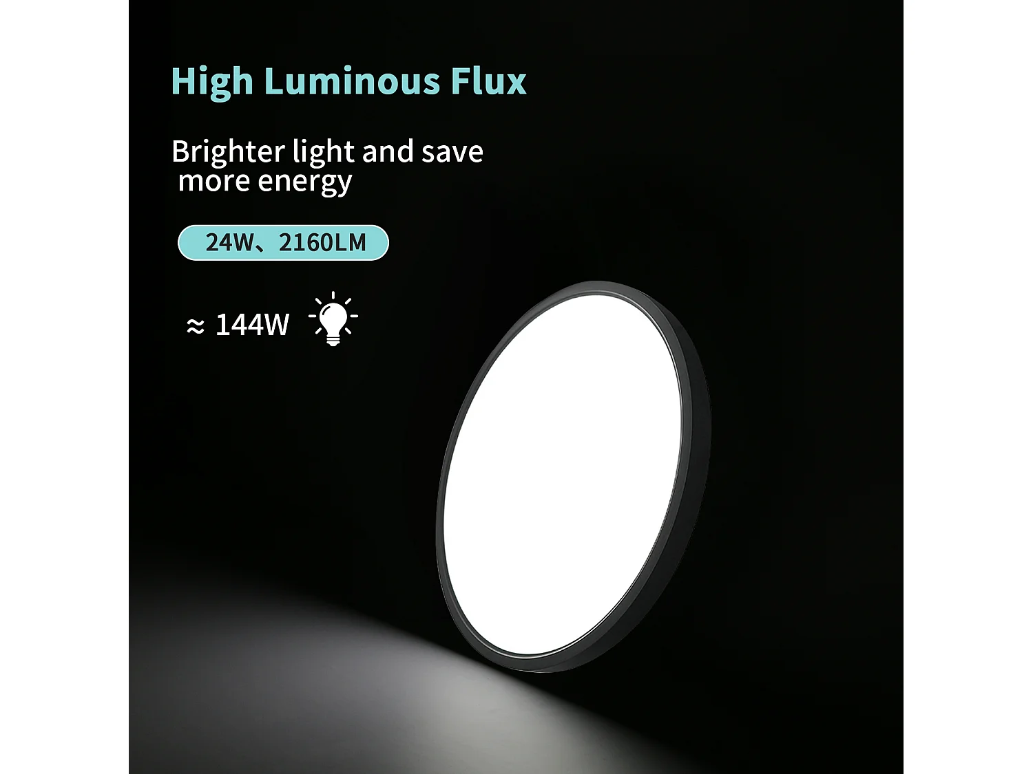 Luminaire Plafond LED 24W 2400LM blanc froid 6500K finition noire rond élégante pour Chambre Salon Couloir Diamètre 30cm