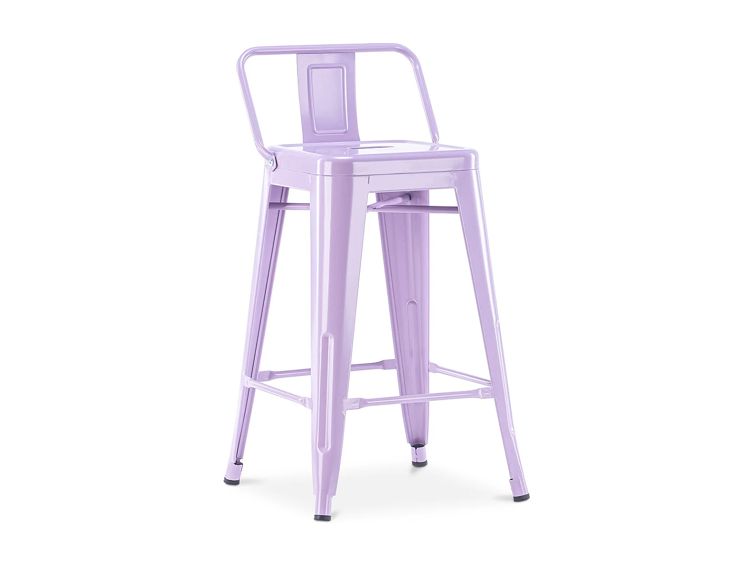 Tabouret de bar avec dossier - Design industriel - 60cm - Nouvelle édition - Stylix Violet pastel