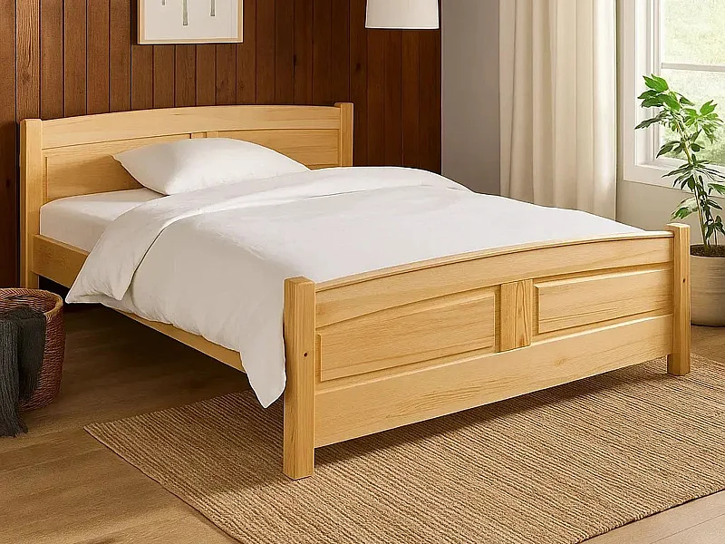 Lit 140x200 Royal en bois, couleur pin