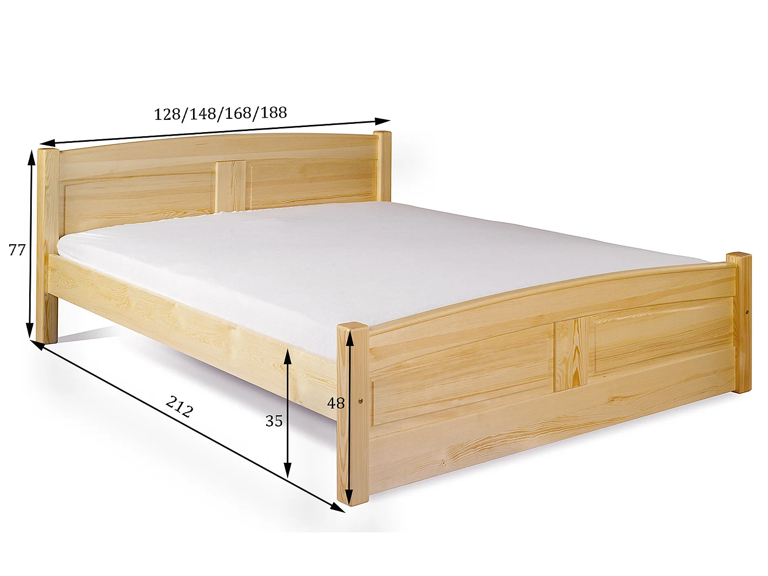 Bett 140x200 Royal aus Holz, Farbe Kiefer