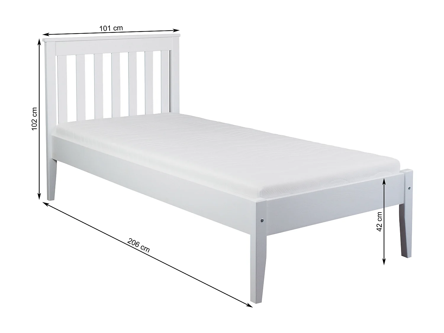 Łóżko 90x200 Gres drewniane, kolor sosna naturalna