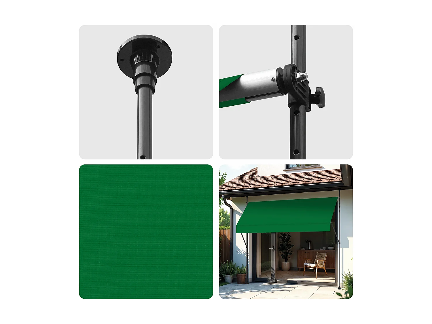 Wasabi - Toldos Exterior Terraza Cityline Verde - 3x1,2m - Protección UV