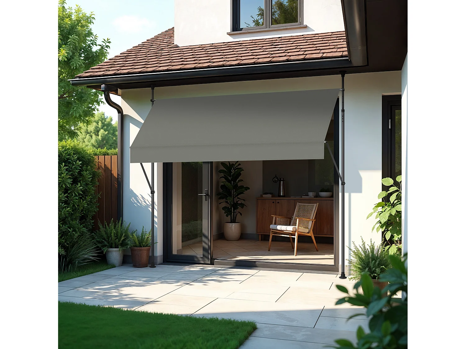 Wasabi - Store Banne Manuel Cityline Gris - Auvent Portable Réglable - 3x1,2m - Toile Polyester UV - Inclinaison Réglable