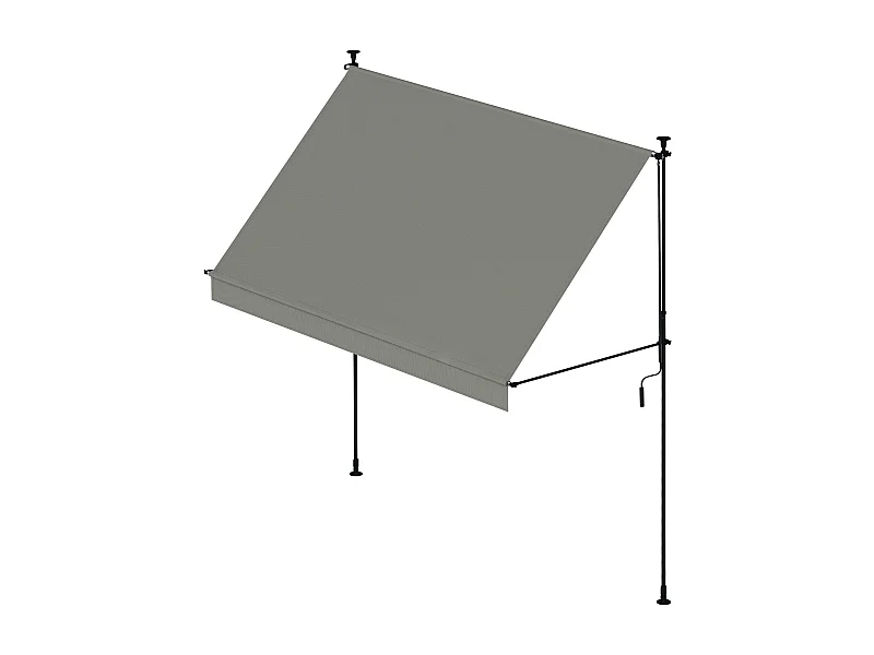 Wasabi - Store Banne Manuel Cityline Gris - Auvent Portable Réglable - 3x1,2m - Toile Polyester UV - Inclinaison Réglable