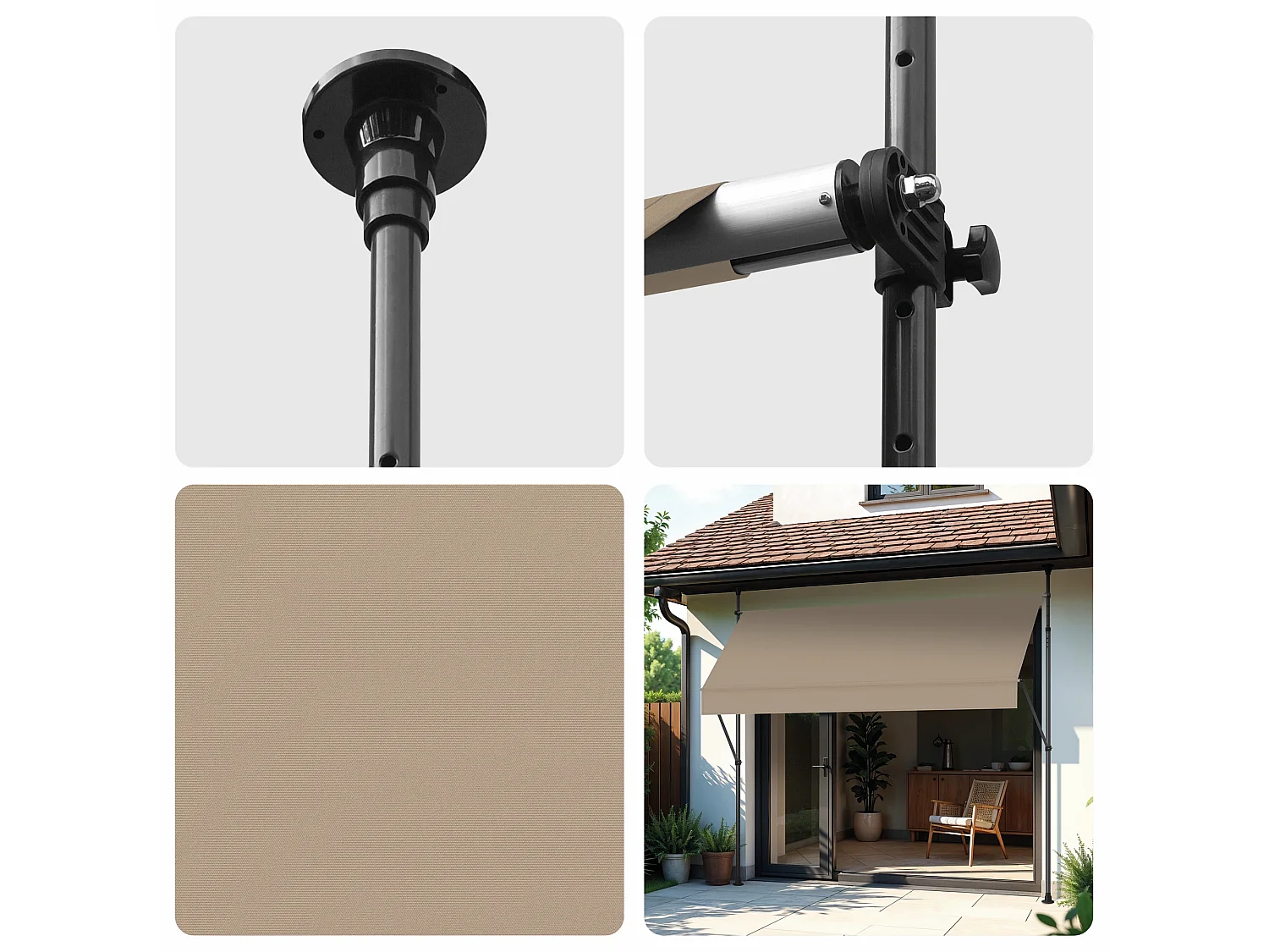 Wasabi - Tende da Sole da Esterno per Terrazzo Cityline Beige - 3x1,2m - Protezione UV