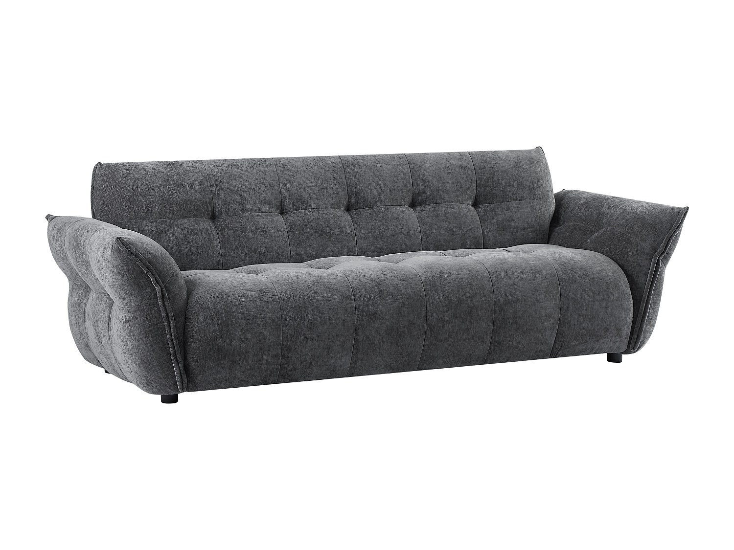 Sofa 3-Sitzer - melierter Stoff - Anthrazitgrau - NAPIZO günstig online kaufen