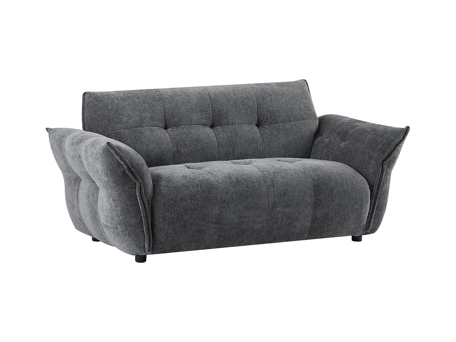 Canapé 2 places en tissu chiné gris anthracite NAPIZO