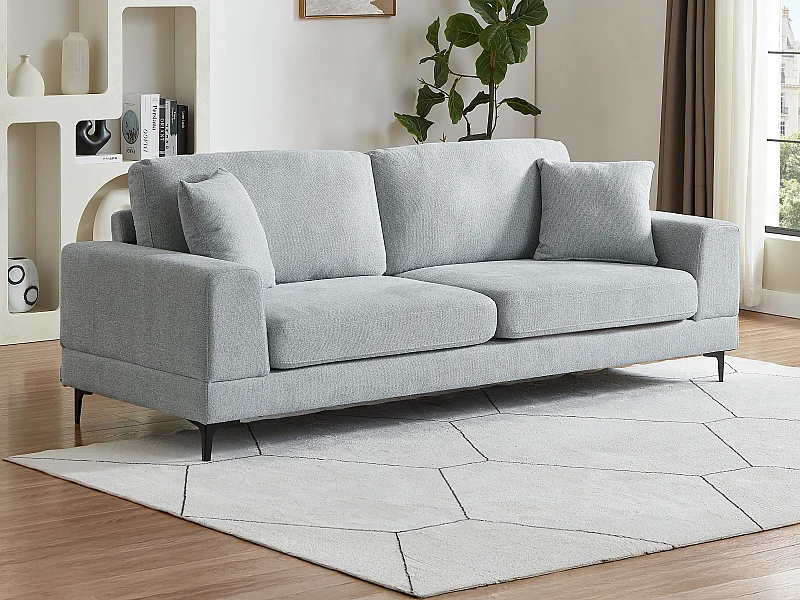 Sofa 3-Sitzer - Strukturstoff - Hellgrau - JAMOLO