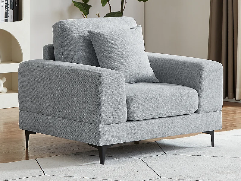 Fauteuil en tissu texturé gris clair JAMOLO