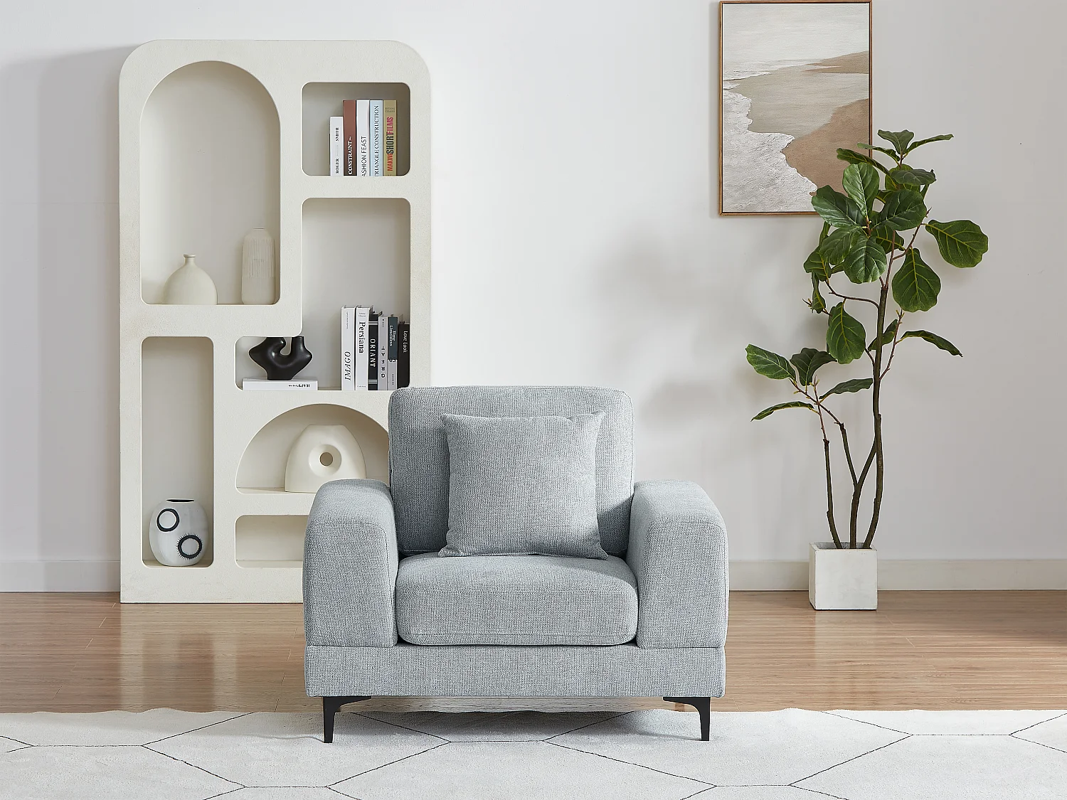 Fauteuil en tissu texturé gris clair JAMOLO