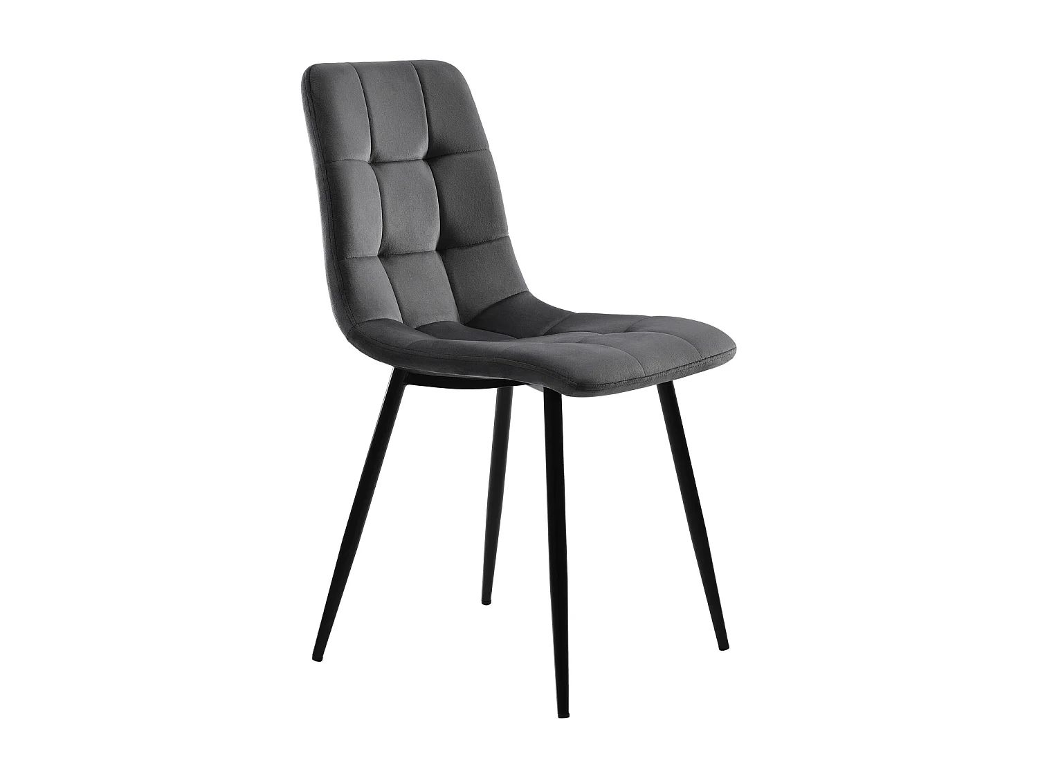 Lot de 4 chaises de salle à manger avec dossier, structure en métal, Gris, velours