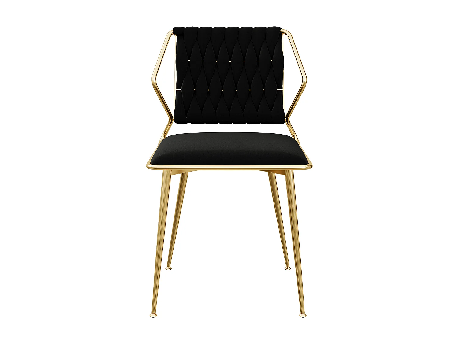 2er-Set Luxus-Esszimmerstühle aus Samt, ergonomisches Design, Metallbeine, Schwarz