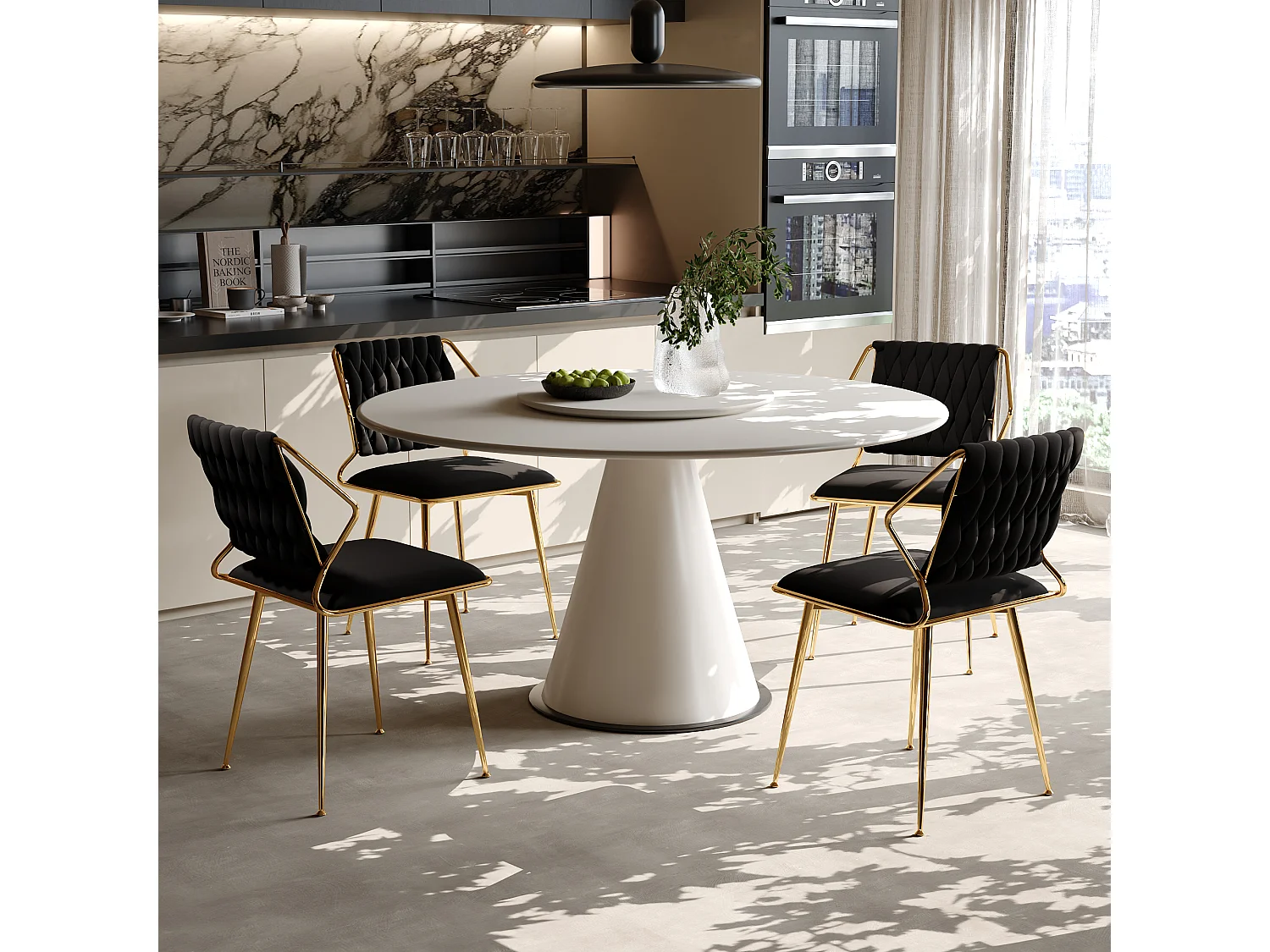 Juego de 2 sillas de comedor de terciopelo de lujo, diseño ergonómico, patas de metal, color negro